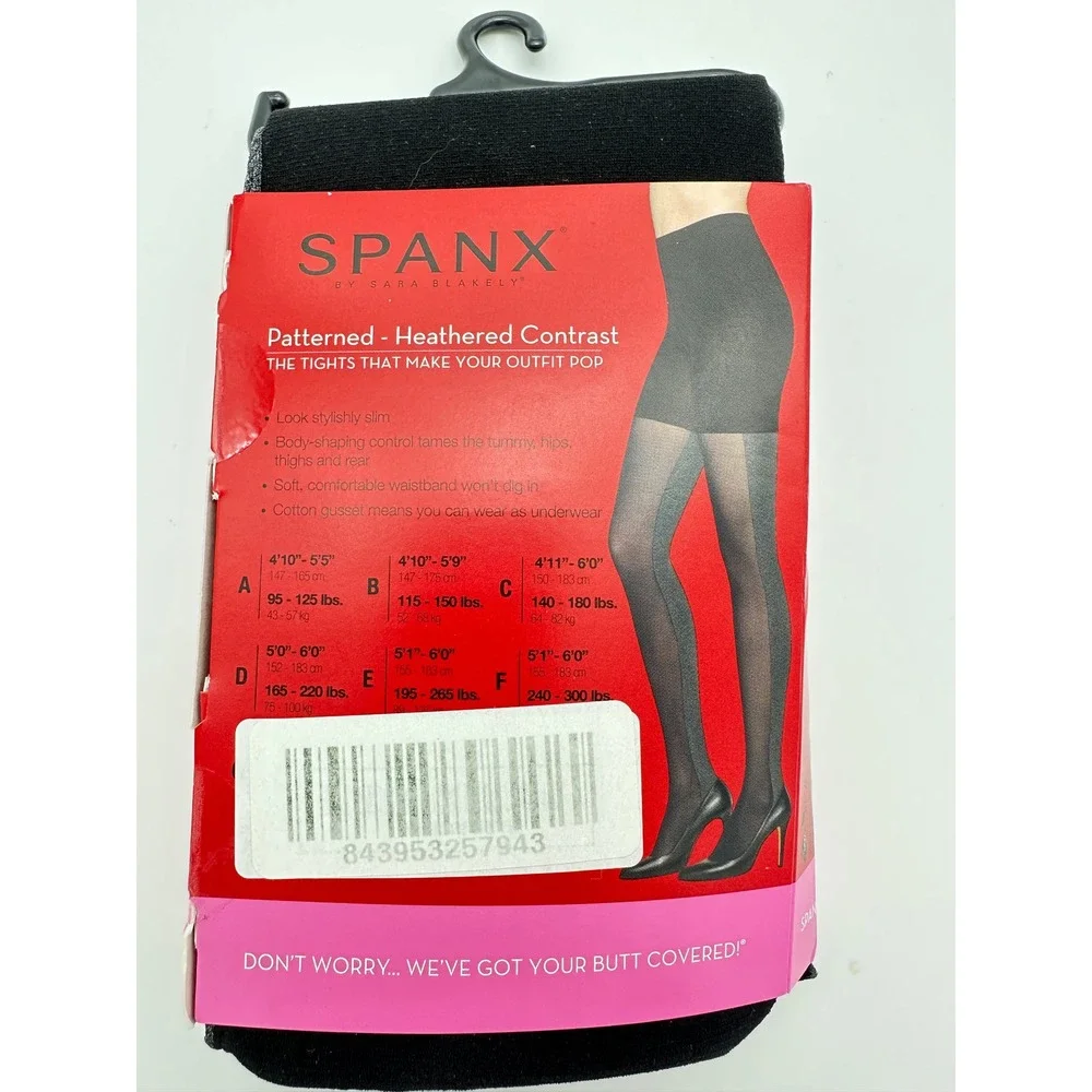 Spanx Tight-End Tights Women Size D Black Gray‎ BLKGR Bodyshaping Opaque 128 NEW